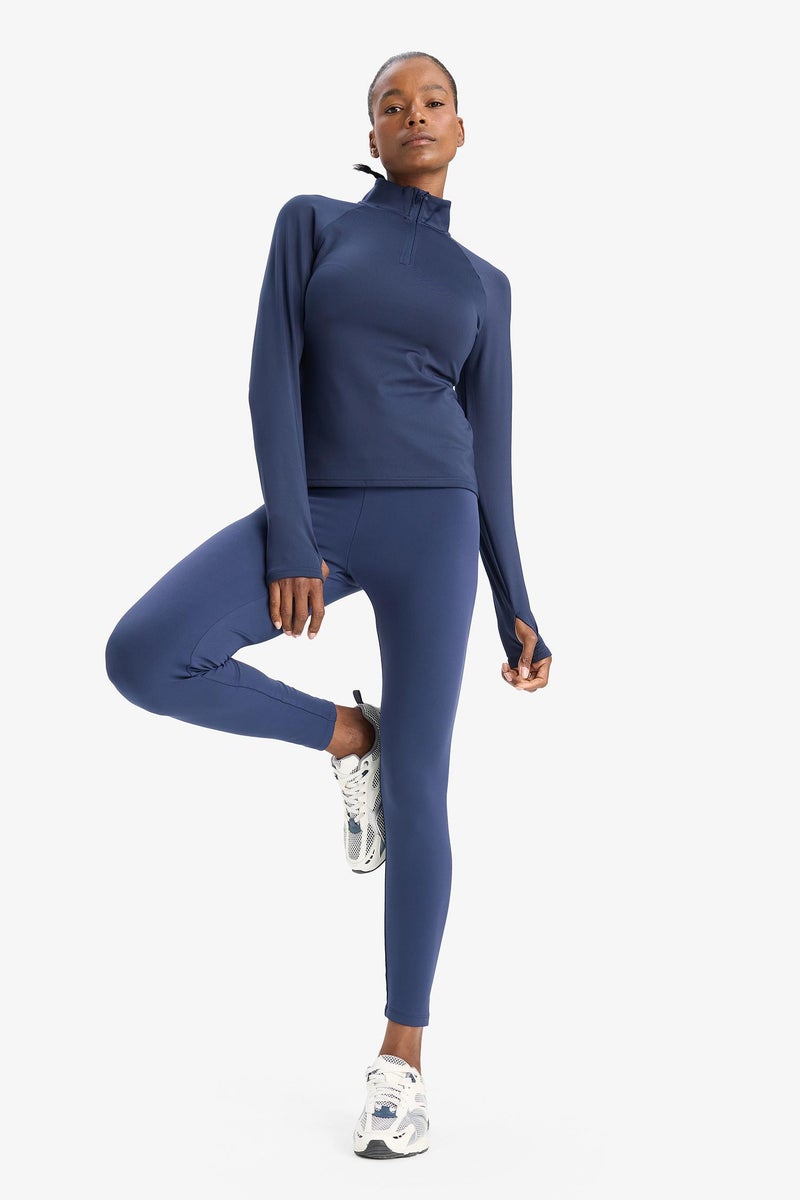 DeFacto Blue Woman DeFactoFit High Waist Soft Fluffy Basic Leggings Casual - Image 4